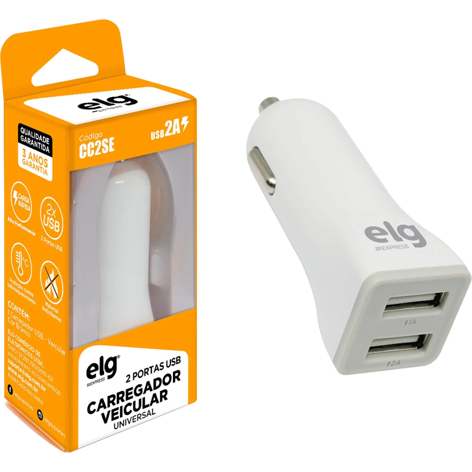 Casa das Led´s - Carregador USB automotivo 2 portas 5V com