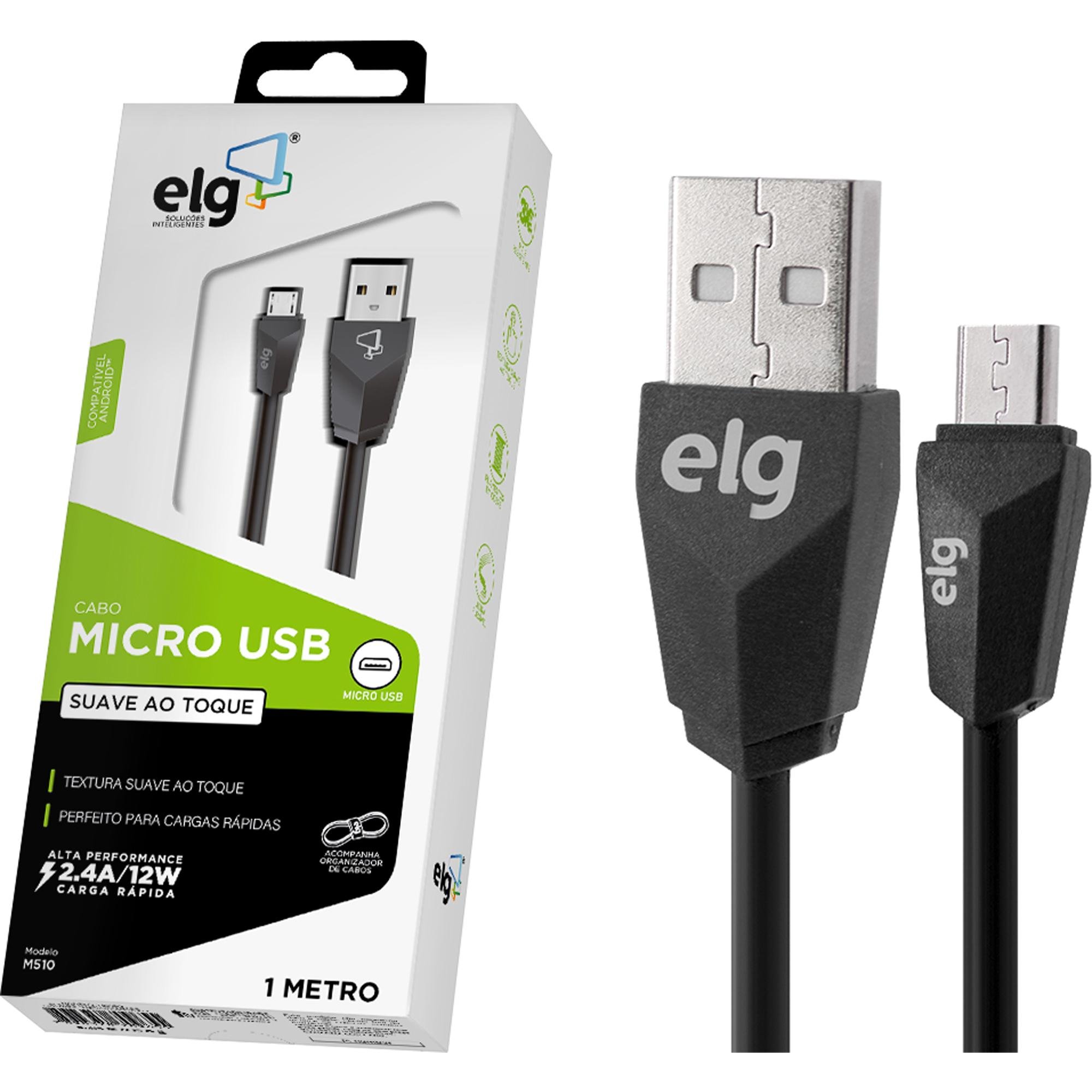 Cabo Micro USB M510 1m Preto ELG
