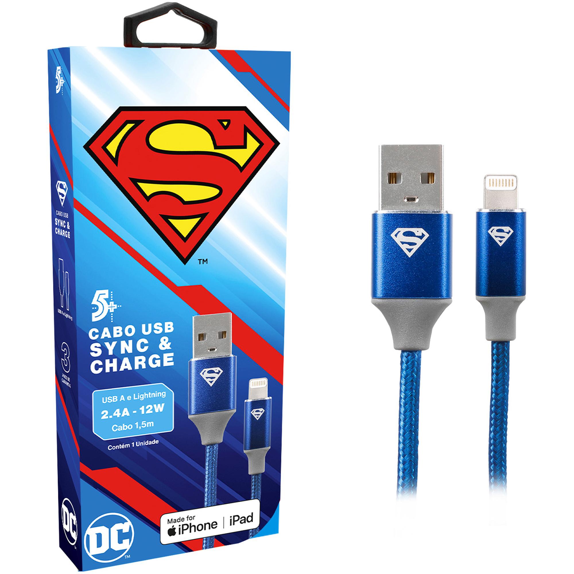 Cabo USB-A Para Lightning Superman 1,5m 5+