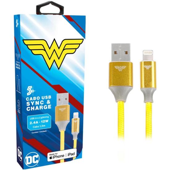 Cabo USB-A Para Lightning Wonder Woman 1,5m 5+
