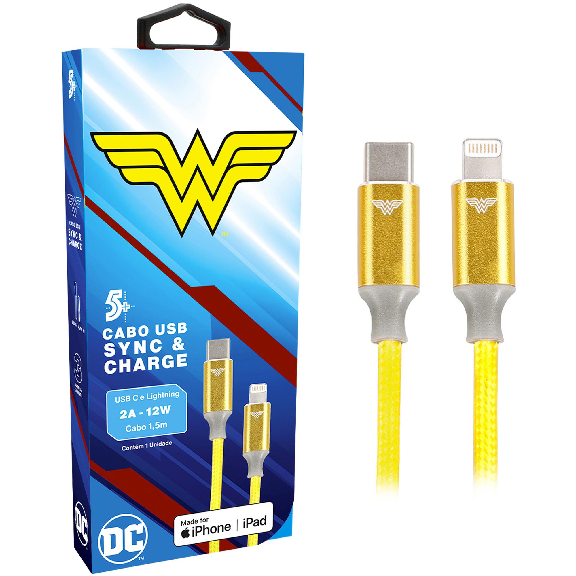 Cabo USB-C Para Lightning Wonder Woman 1,5m 5+