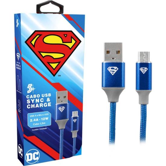 Cabo USB-A Para Micro USB Superman 1,5m 5+