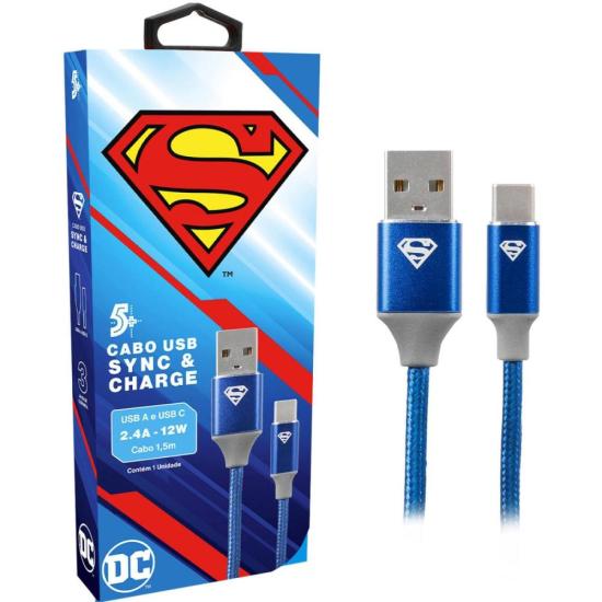 Cabo USB-A Para USB-C Superman 1,5m 5+