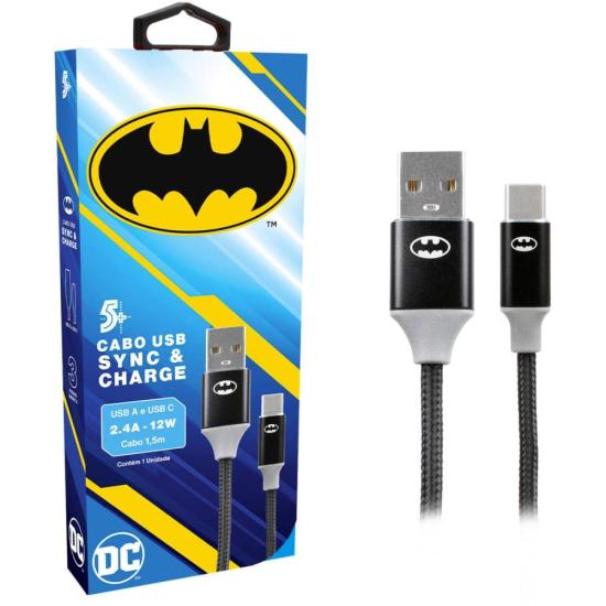 Cabo USB-A Para USB-C Batman 1,5m 5+