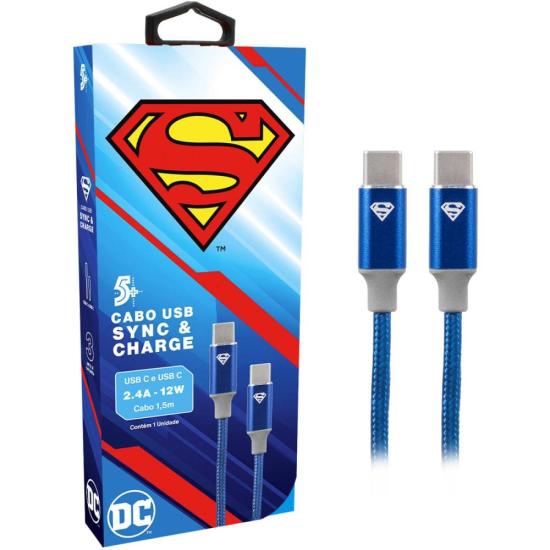 Cabo USB-C Para USB-C Superman 1,5m 5+
