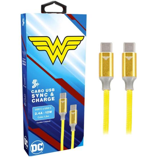 Cabo USB-C Para USB-C Wonder Woman 1,5m 5+