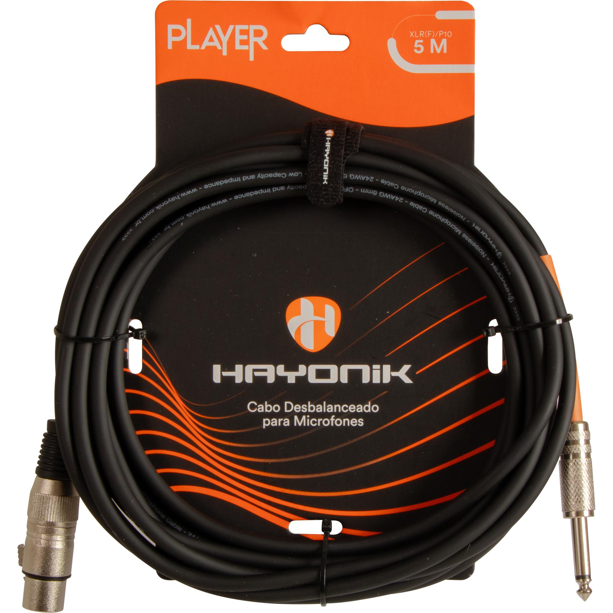Cabo Para Microfone Player XLR(F) X P10 5m Preto Hayonik