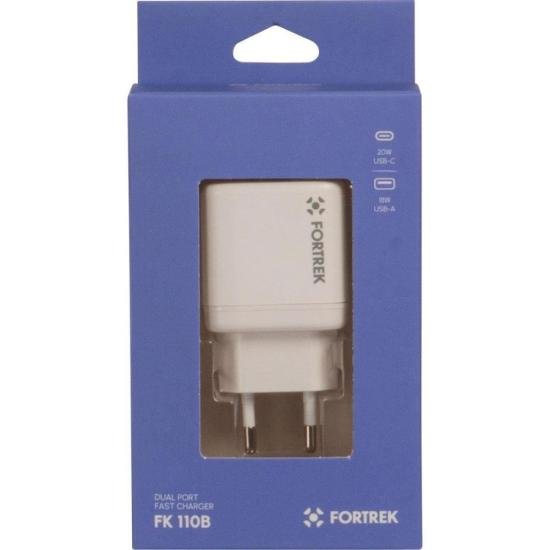 Carregador Universal DUAL USB-C e USB-A Fortrek FK 110B