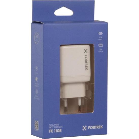 Carregador Universal DUAL USB-C e USB-A Fortrek FK 110B