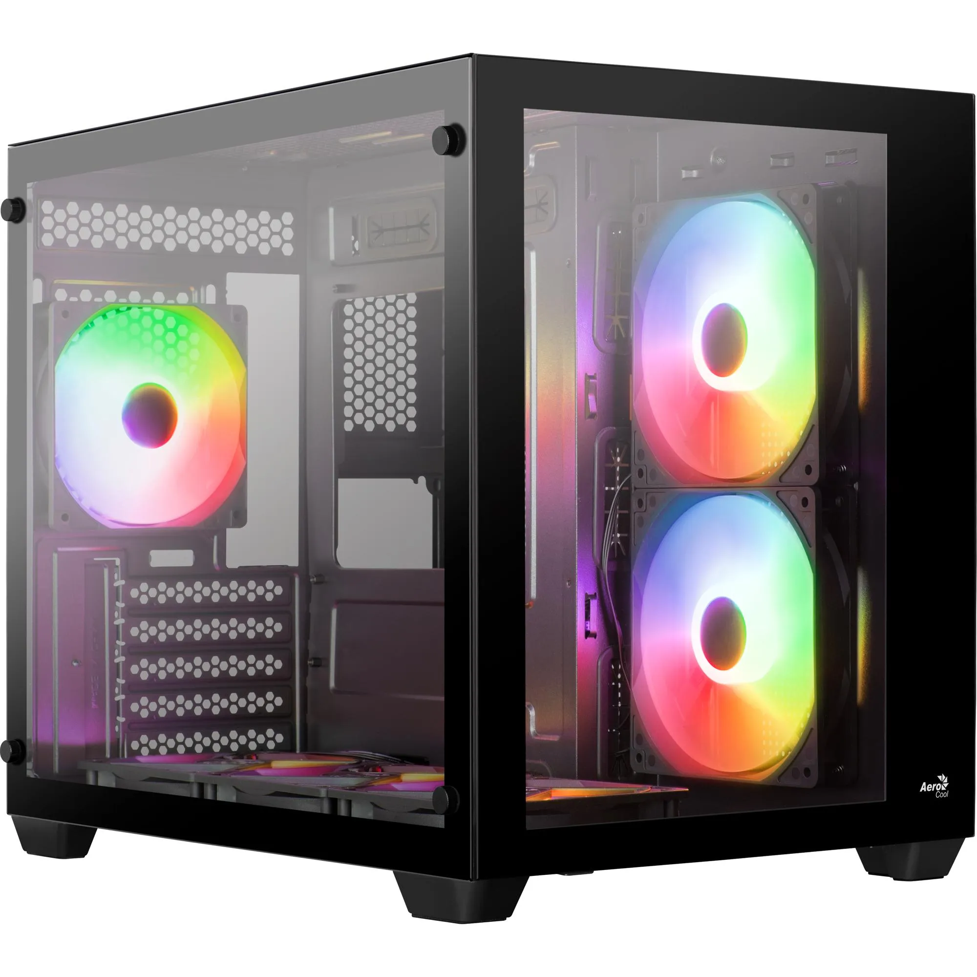 Gabinete Gamer Aerocool Dryft Preto Com 6 fans ARGB Lateral Vidro