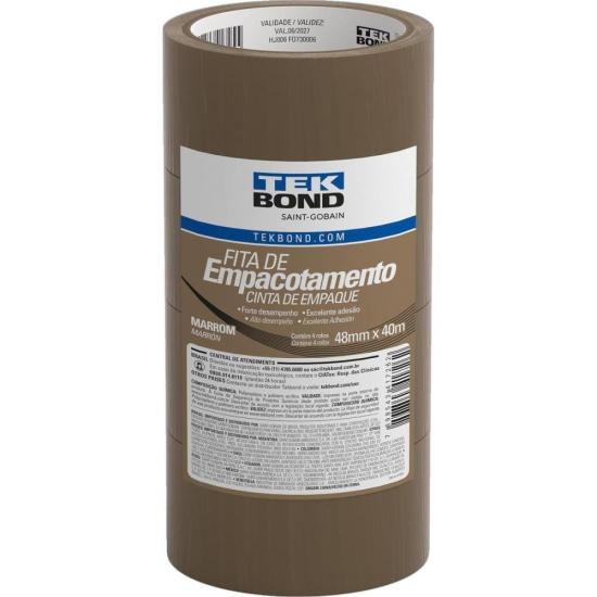 Fita de Empacotamento Bopp 48mmx40m Marrom Tekbond
