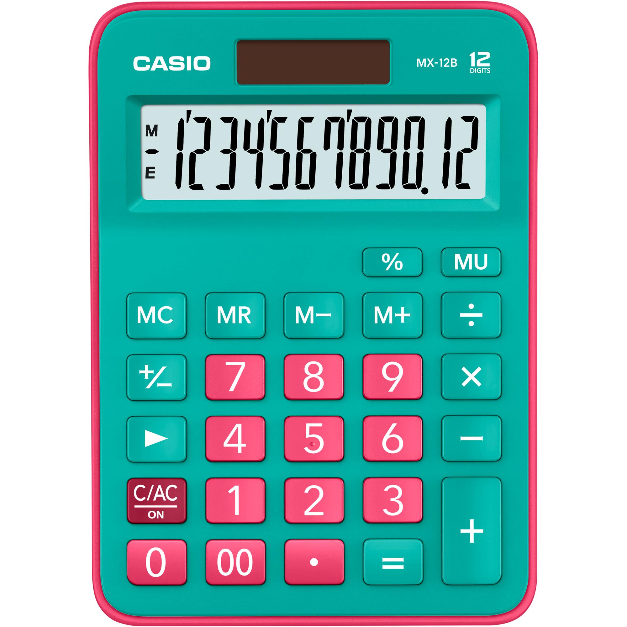 Calculadora de Mesa Casio MX-12B-GNRD 12 Dígitos Rosa/Verde Claro