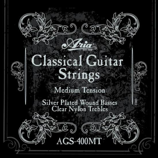 Encordoamento Para Violão Nylon Tensão Média AGS400MT Aria Guitars