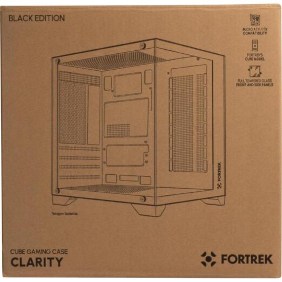 Gabinete Gamer Fortrek Clarity Preto Lateral Vidro