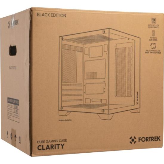 Gabinete Gamer Fortrek Clarity Preto Lateral Vidro