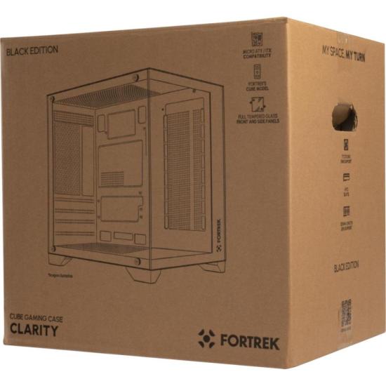 Gabinete Gamer Fortrek Clarity Preto Lateral Vidro