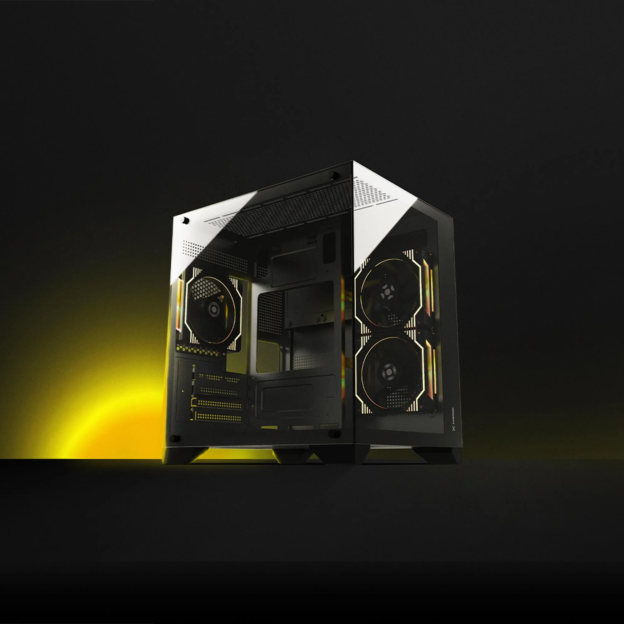 Gabinete Gamer Fortrek Clarity Preto Lateral Vidro