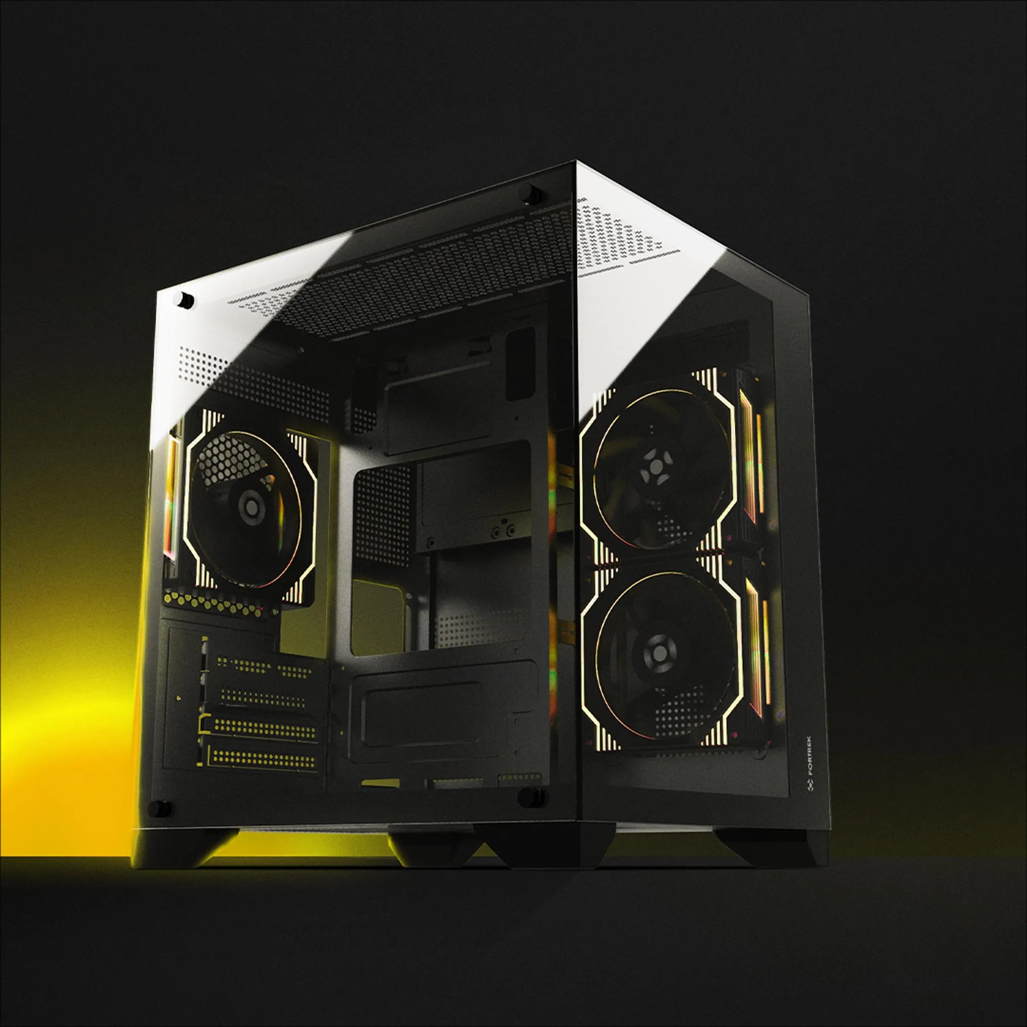 Gabinete Gamer Fortrek Clarity Preto Lateral Vidro