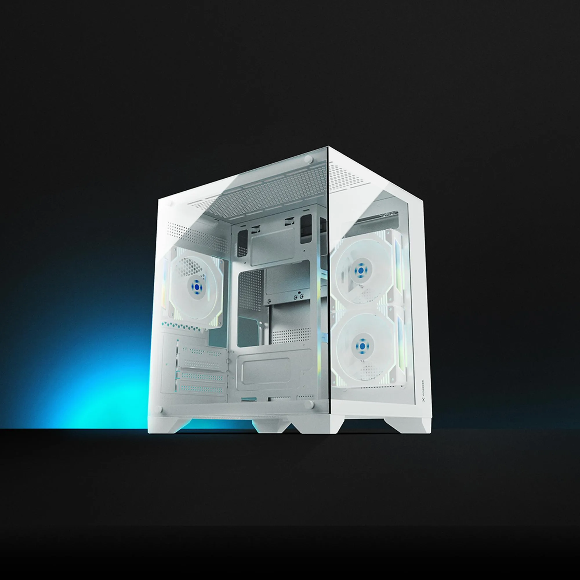 Gabinete Gamer Fortrek Clarity Branco Lateral Vidro