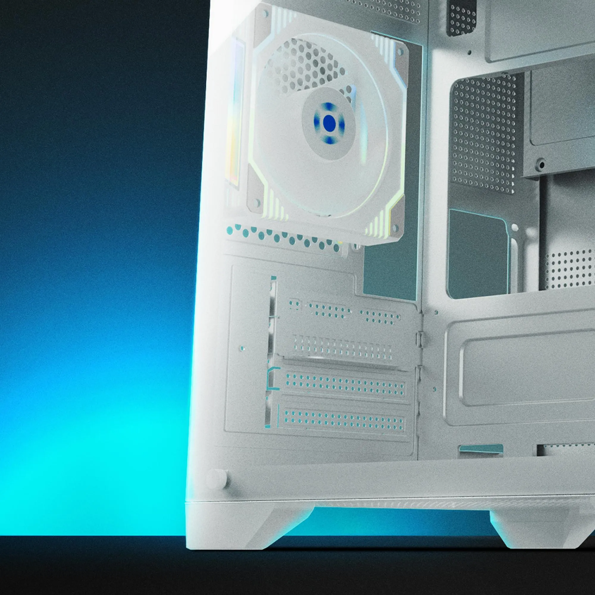 Gabinete Gamer Fortrek Clarity Branco Lateral Vidro