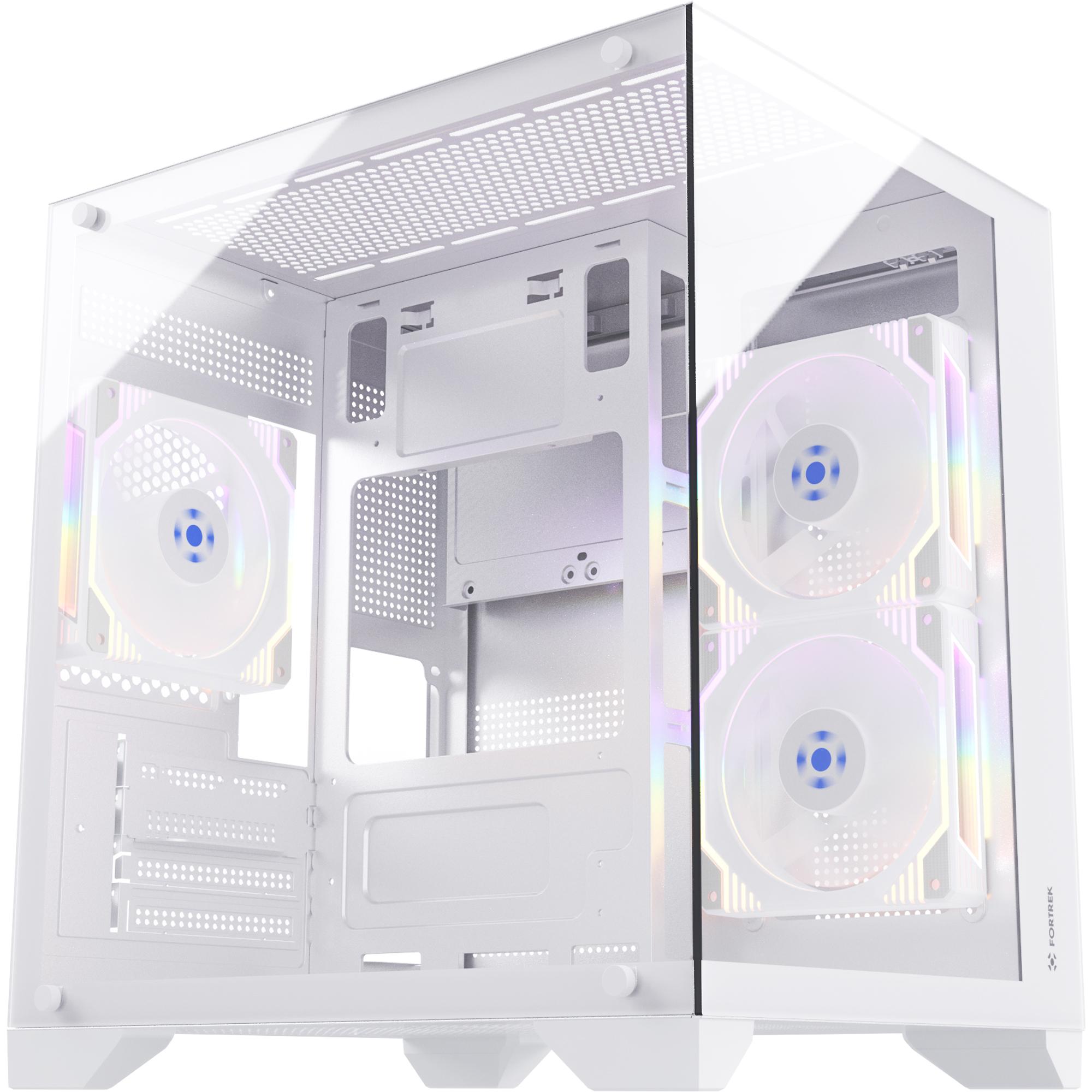 Gabinete Gamer Fortrek Clarity Branco Lateral Vidro