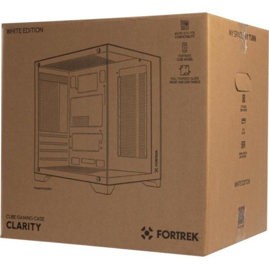 Gabinete Gamer Fortrek Clarity Branco Lateral Vidro