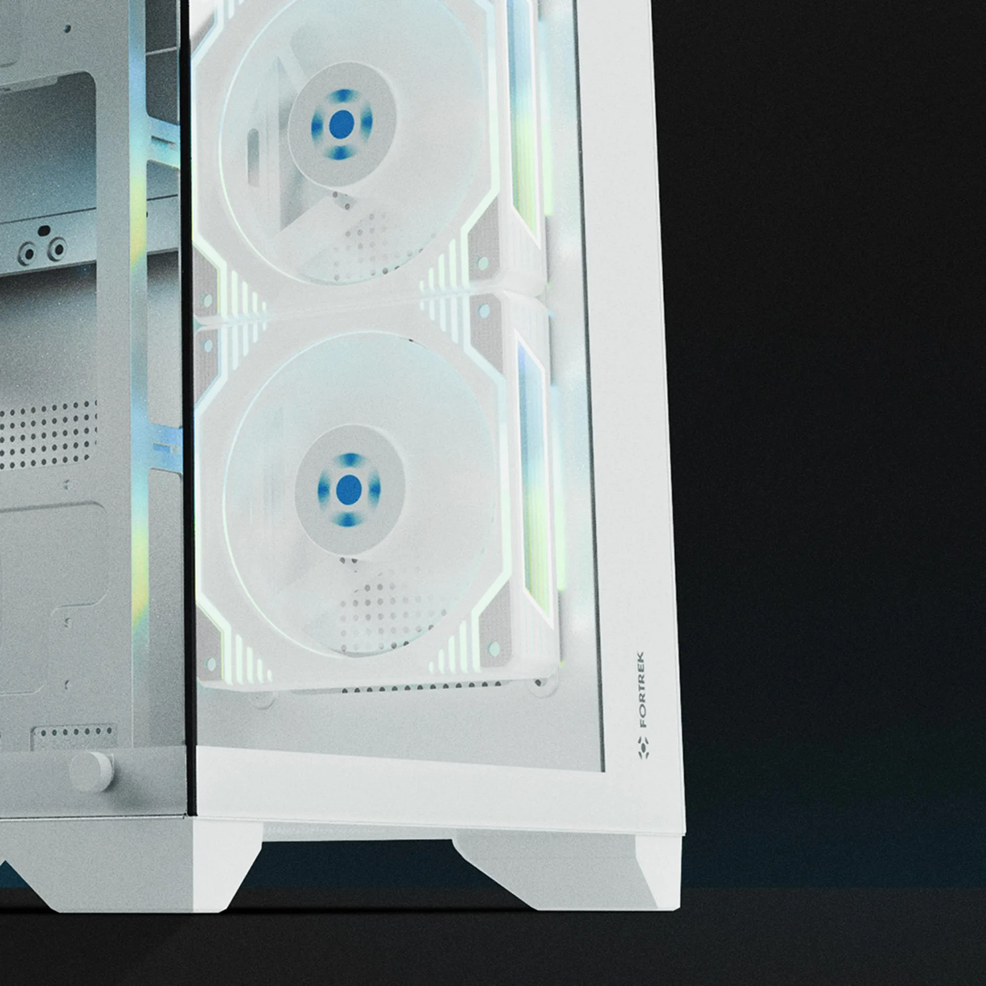 Gabinete Gamer Fortrek Clarity Branco Lateral Vidro