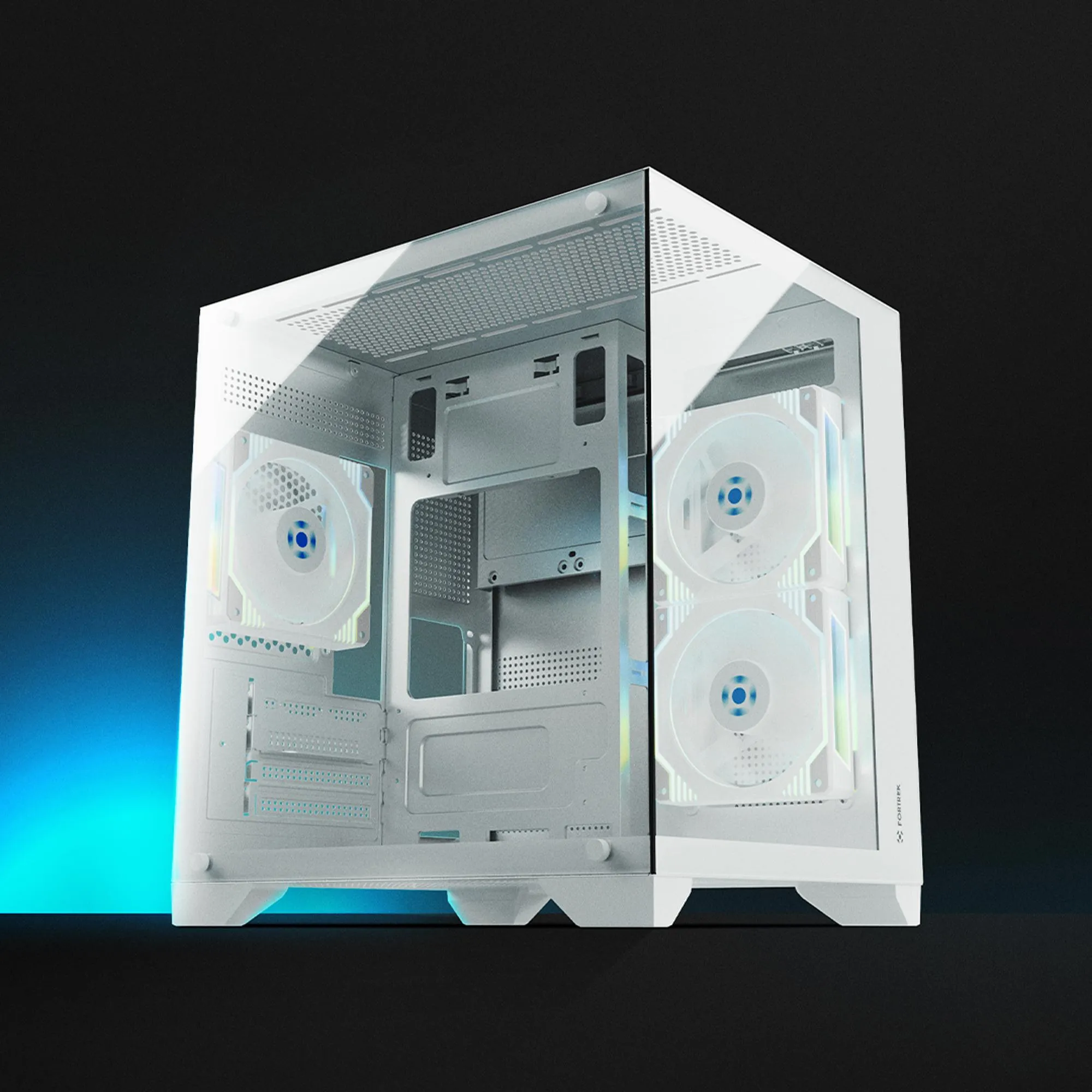 Gabinete Gamer Fortrek Clarity Branco Lateral Vidro