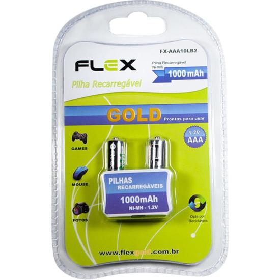 Pilha Recarregável 1.2V 1000mAh (C/2 Pilhas) Flex