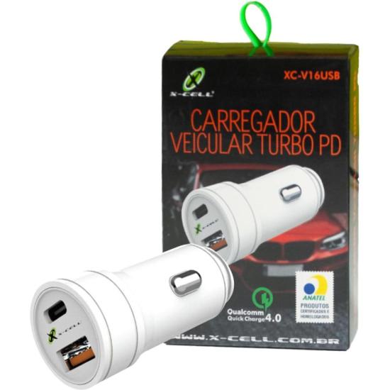 Carregador Veicular USB Para USB-C Flex XC-V16USB