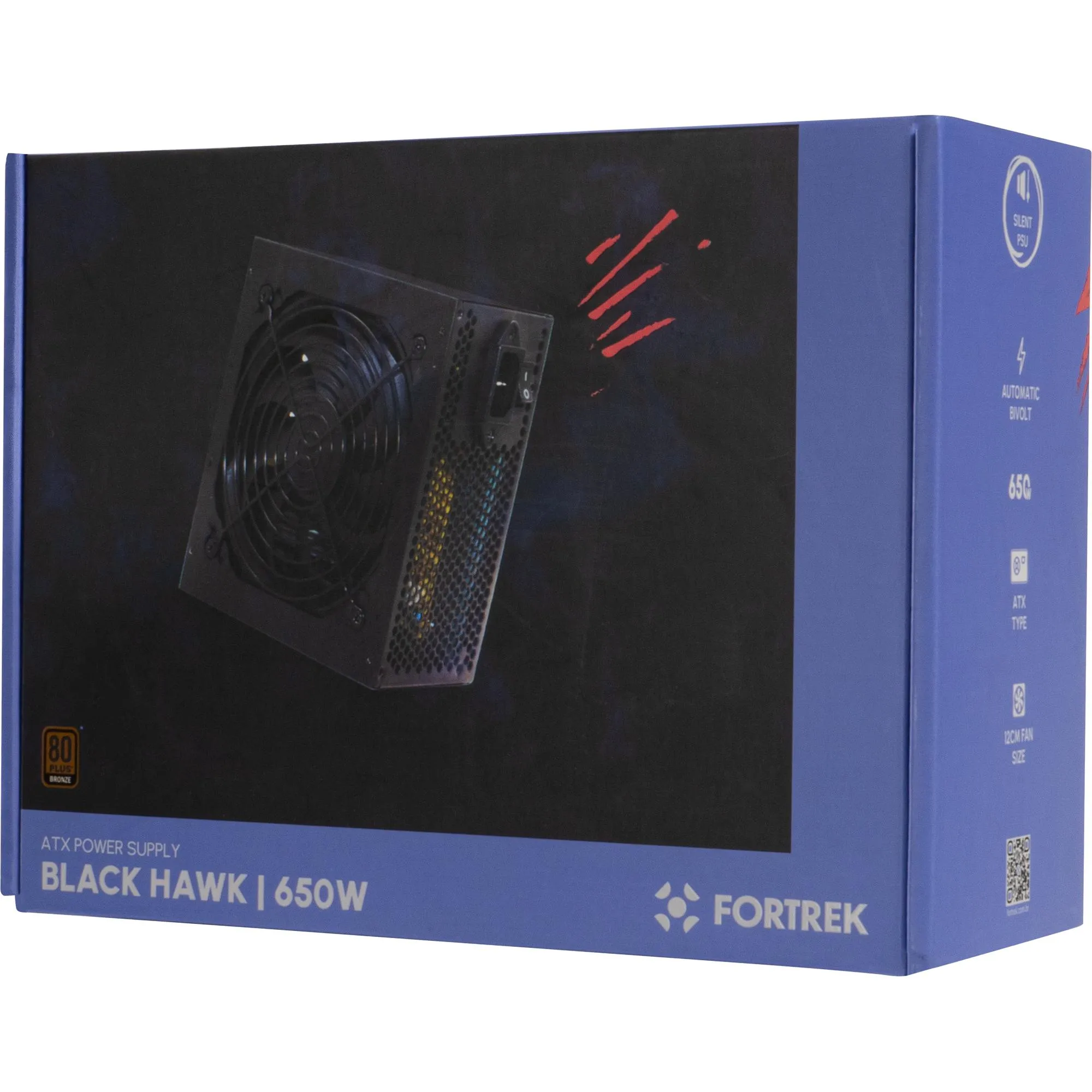 Fonte Gamer ATX Fortrek Black Hawk 650W 80 Plus Bronze PFC Ativo