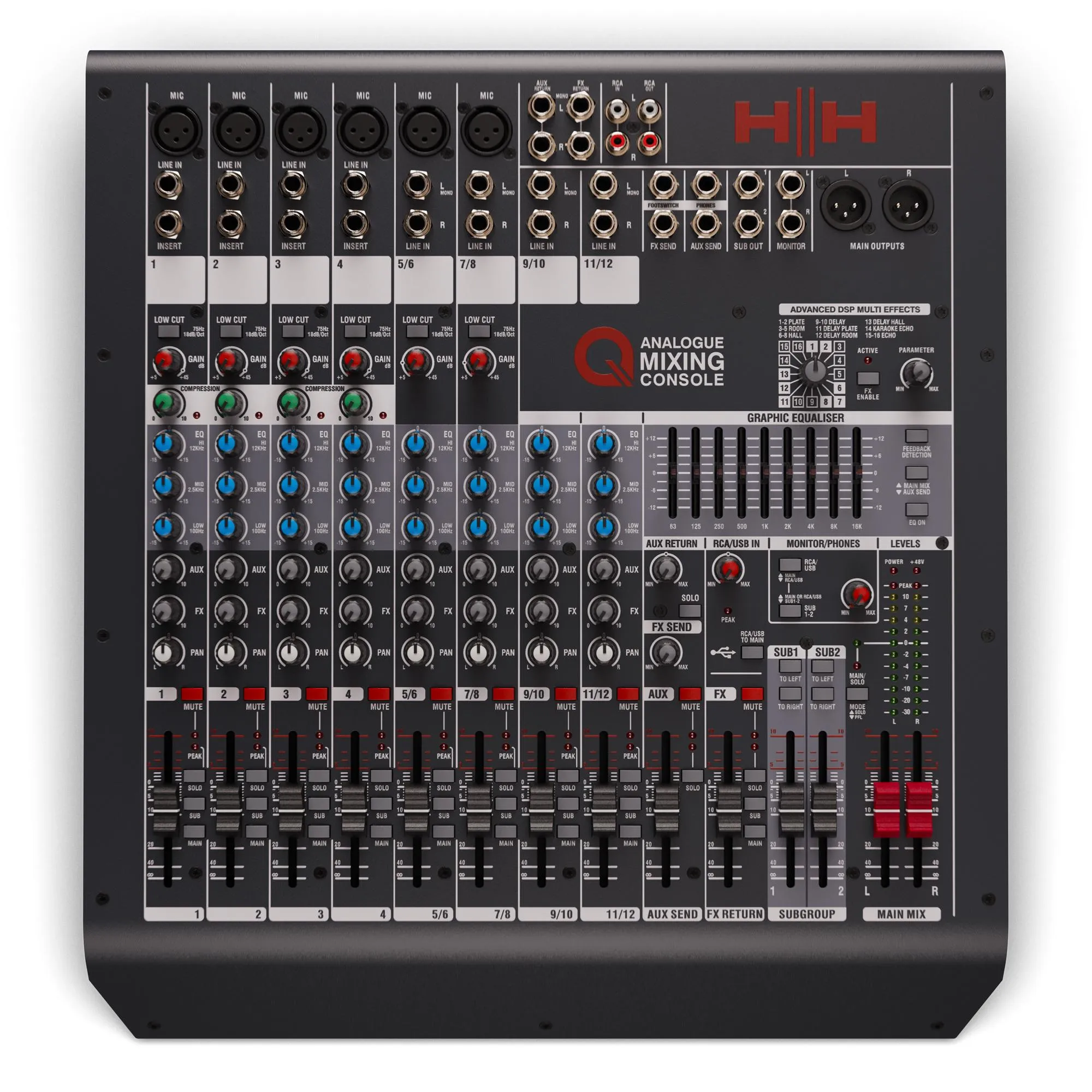Mesa de Som HH Queensberry Q12FX 12 Canais Preta - Hayamax