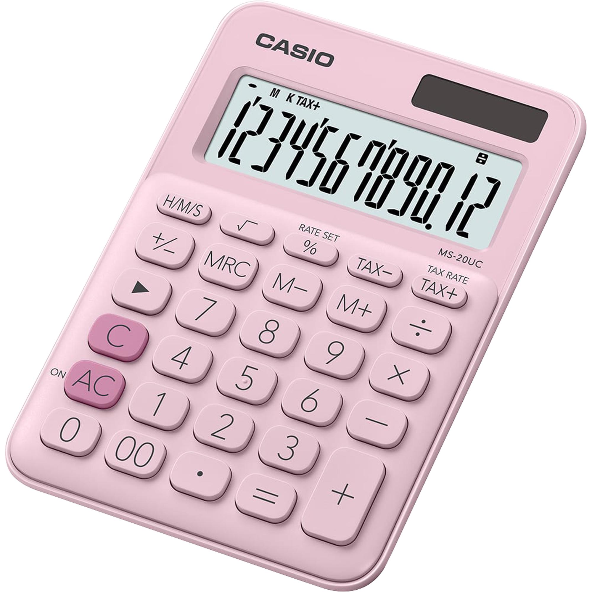 Calculadora de Mesa Casio MS20UC 12 Dígitos Rosa Claro