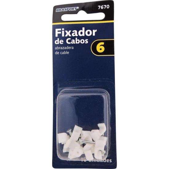 Fixador de Cabo n°06 Brasfort Branco (Com 10)