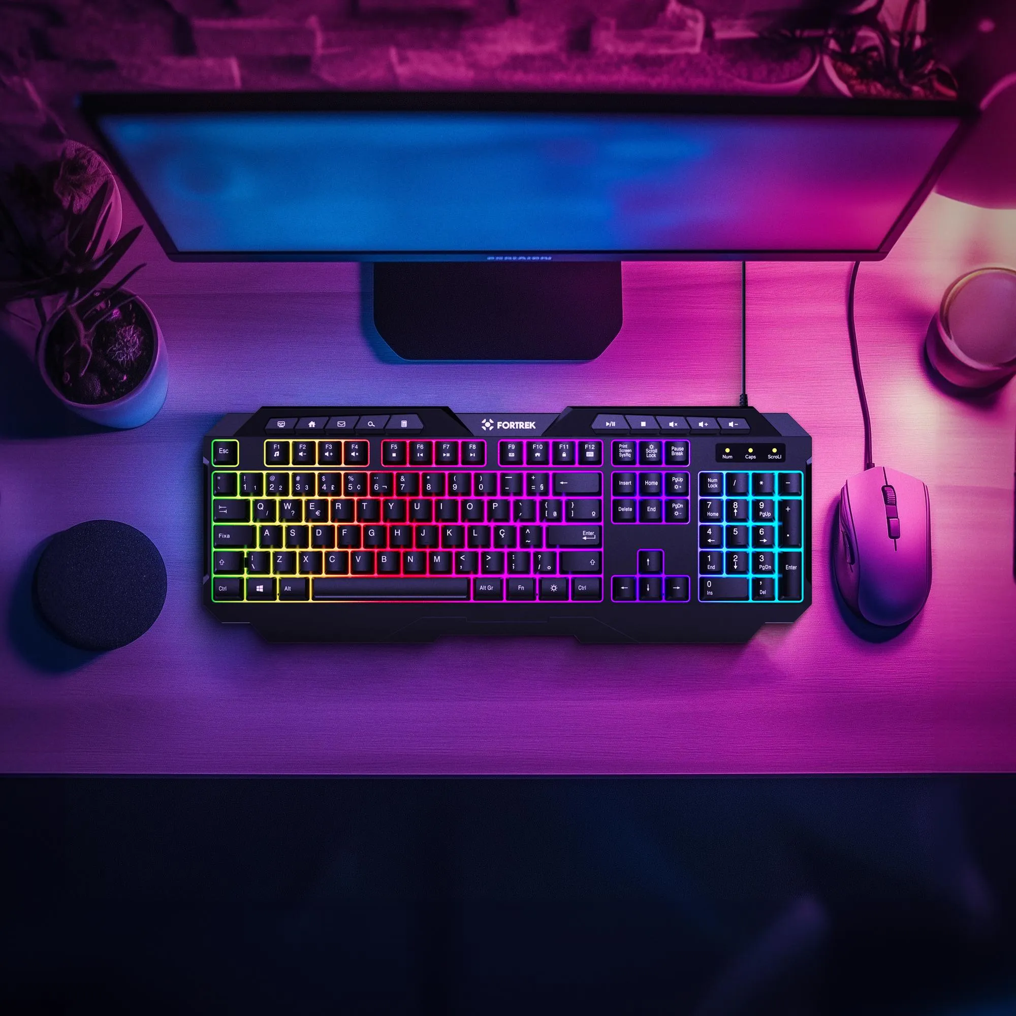 Teclado Gamer Multimidia Fortrek Shortcut Preto