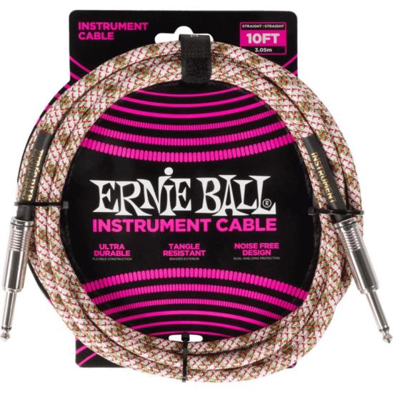 Cabo Para Instrumento 3m Verde/Branco P06426 Ernie Ball