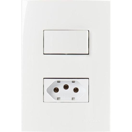 Conjunto Tomada + Interruptor 2P+T 20A Sleek 4x2 250V Branco Margirius