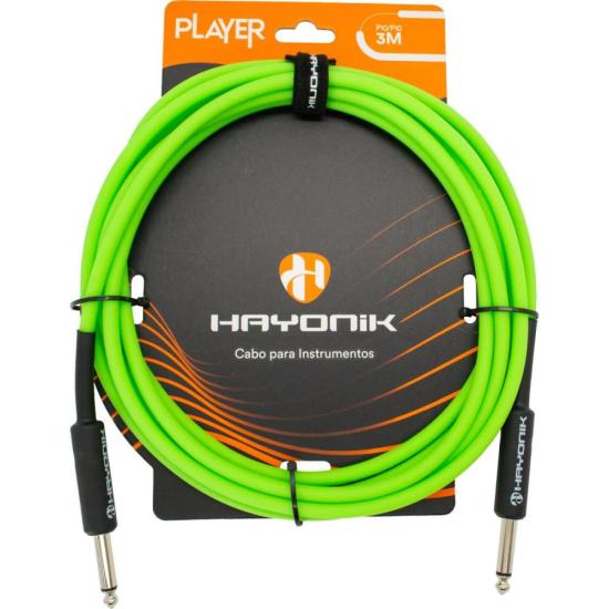 Cabo Para Instrumentos Player P10 x P10 3m Verde Hayonik