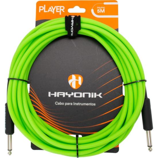 Cabo Para Instrumentos Player P10 x P10 5m Verde Hayonik