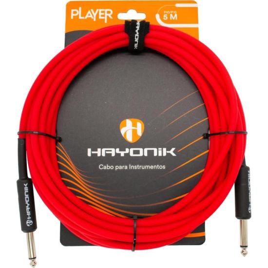 Cabo Para Instrumentos Player P10 x P10 5m Vermelho Hayonik