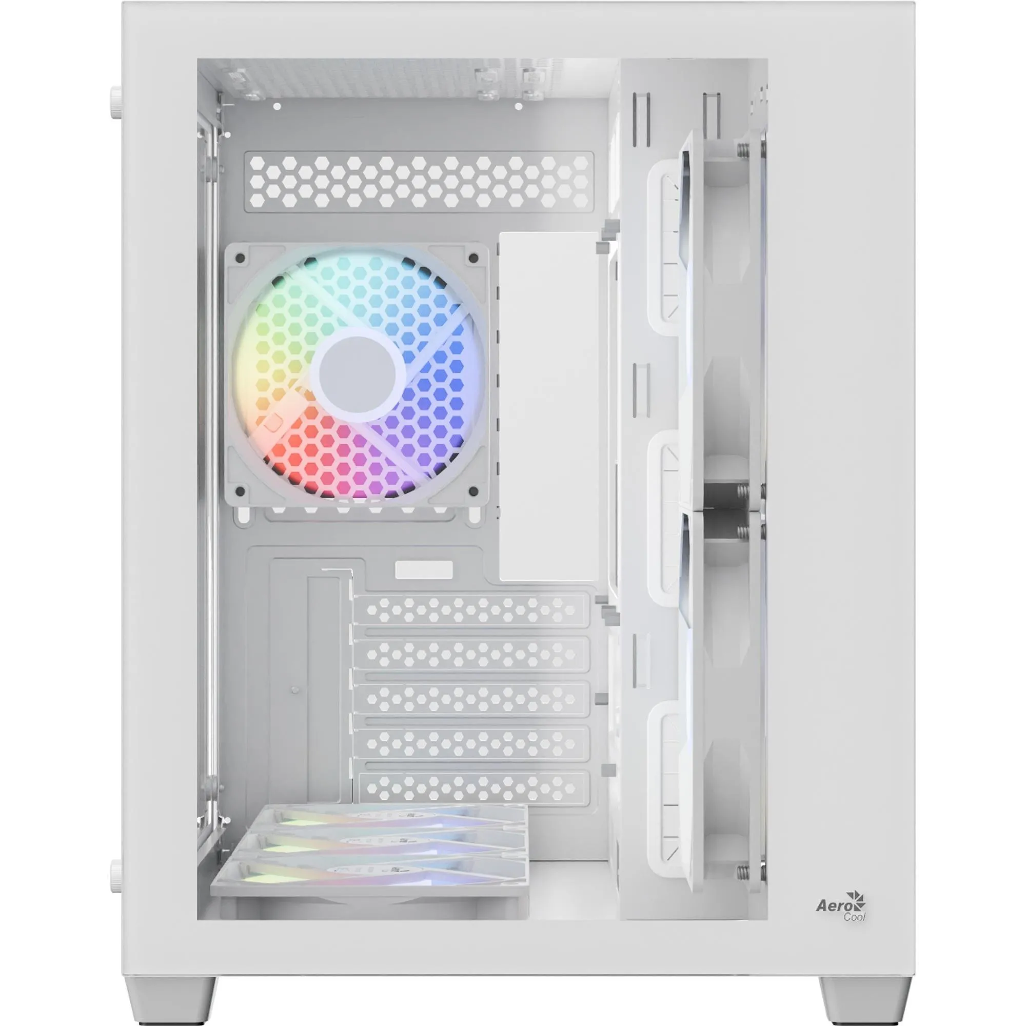 Gabinete Gamer Aerocool Dryft Branco Com 6 fans ARGB Lateral Vidro