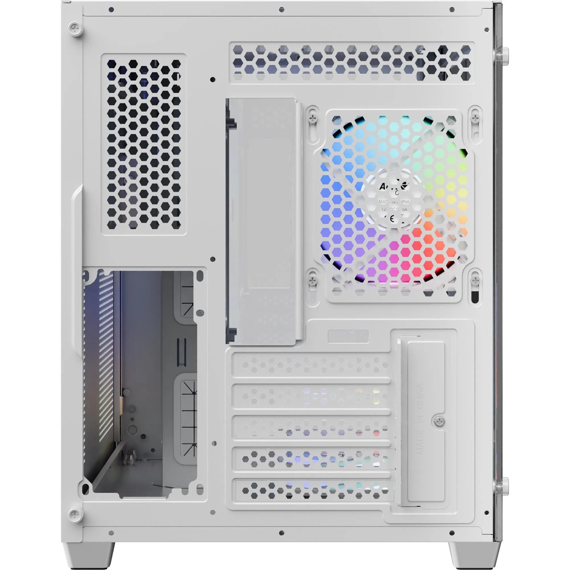 Gabinete Gamer Aerocool Dryft Branco Com 6 fans ARGB Lateral Vidro