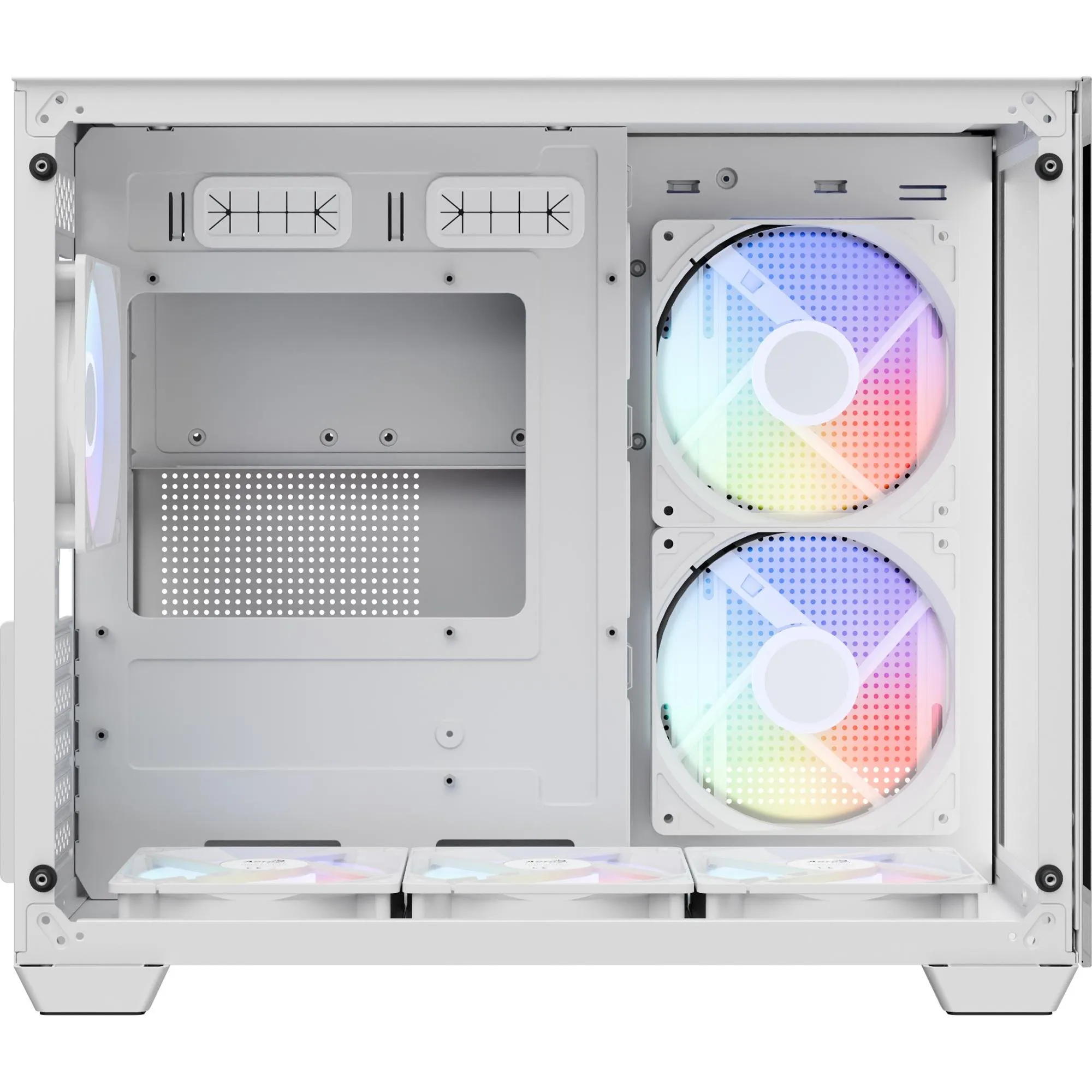 Gabinete Gamer Aerocool Dryft Branco Com 6 fans ARGB Lateral Vidro