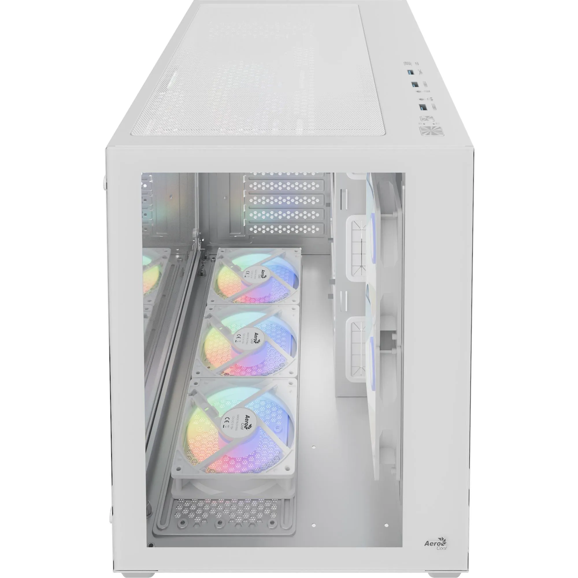 Gabinete Gamer Aerocool Dryft Branco Com 6 fans ARGB Lateral Vidro