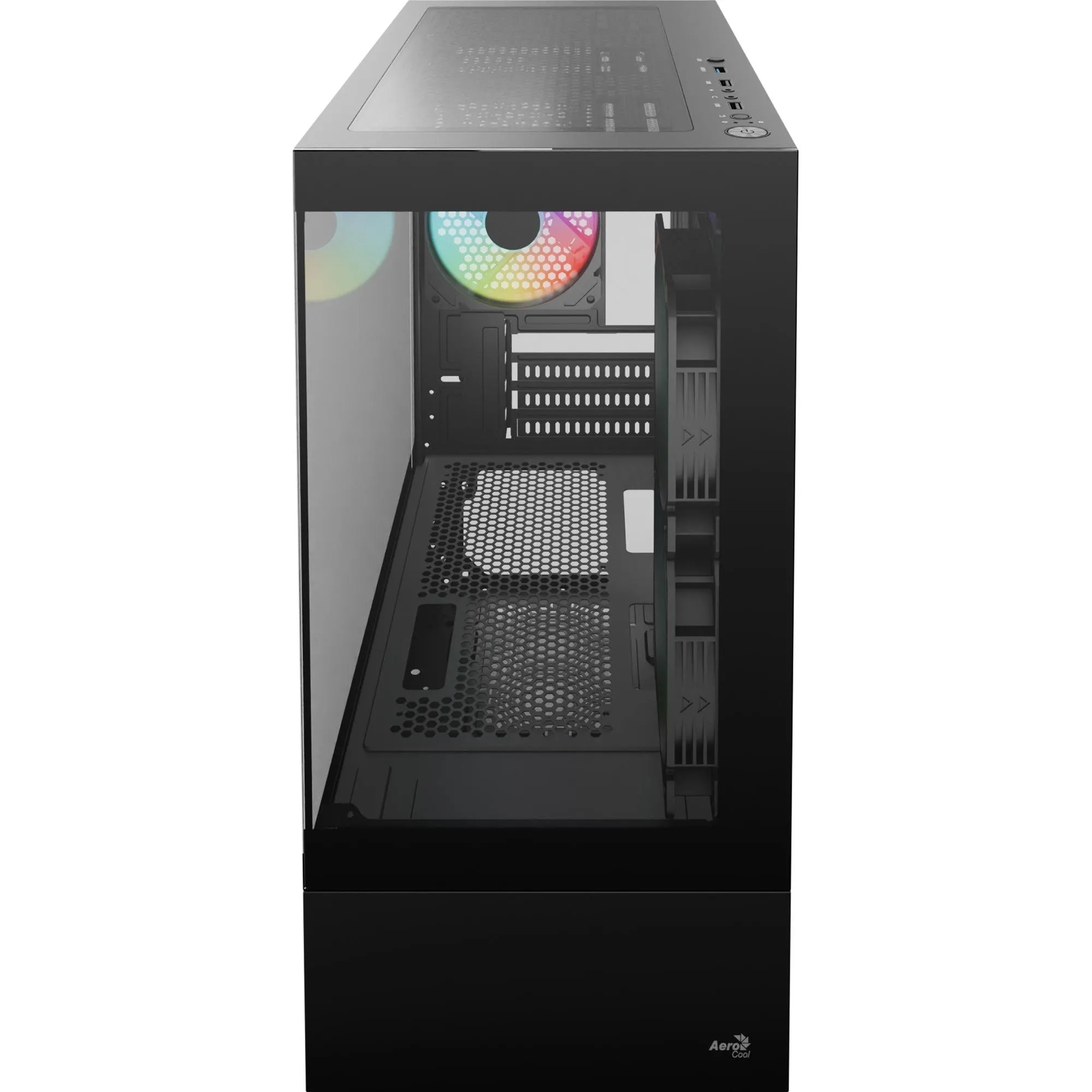 Gabinete Gamer Aerocool Viewport USB-C V1 Preto Lateral Vidro Temperado