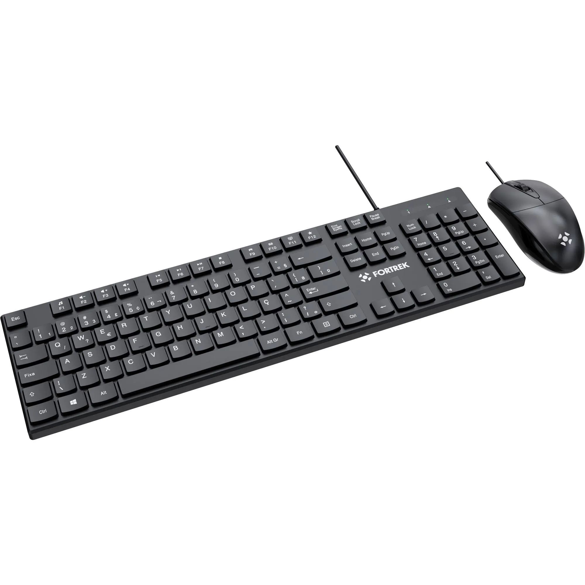 Kit Mouse e Teclado Fortrek C13 Office USB ABNT2 Preto