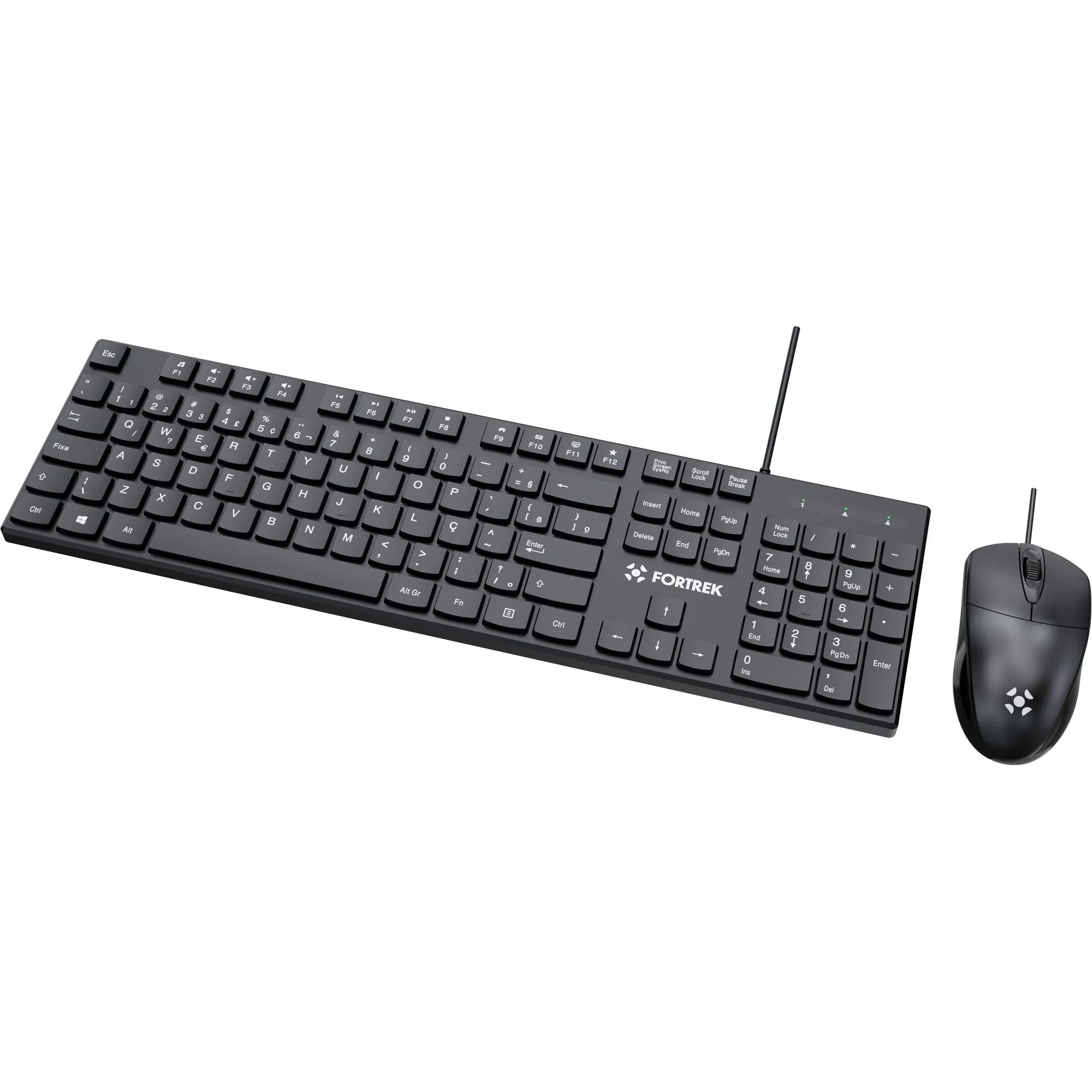 Kit Mouse e Teclado Fortrek C13 Office USB ABNT2 Preto