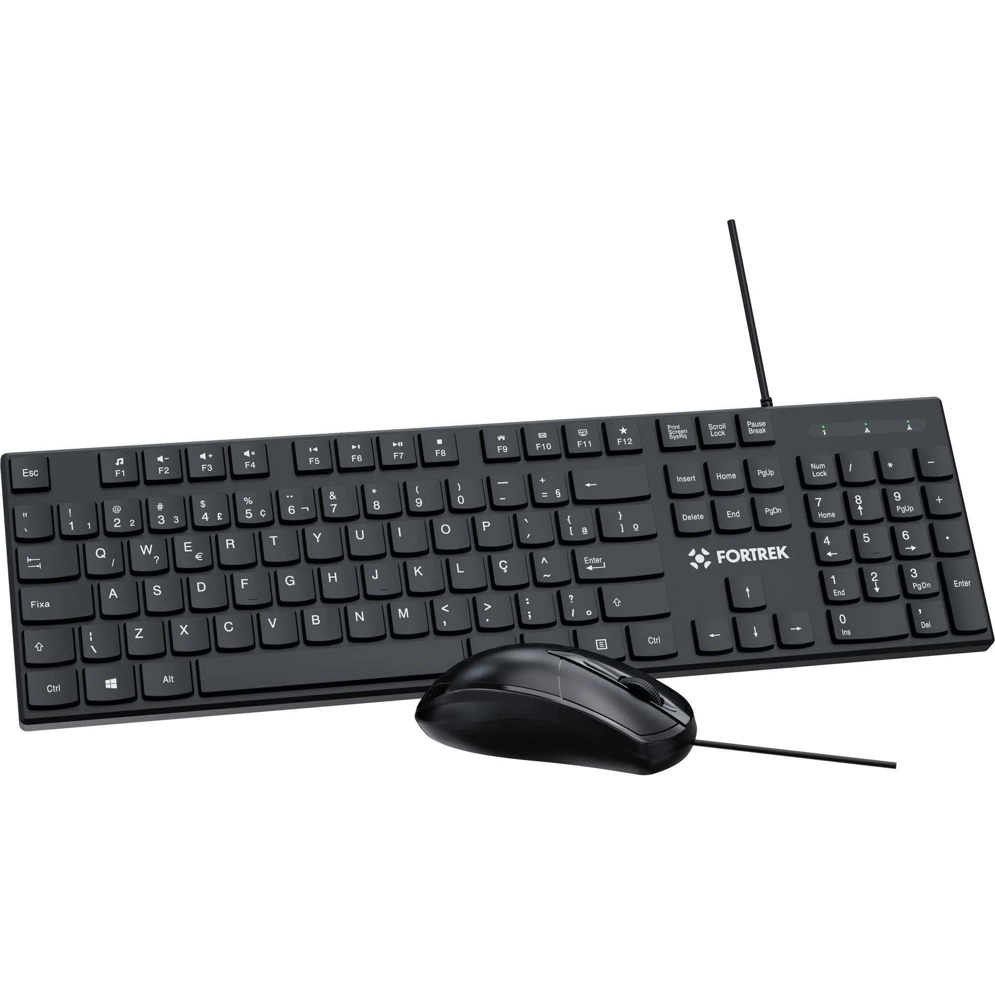 Kit Mouse e Teclado Fortrek C13 Office USB ABNT2 Preto