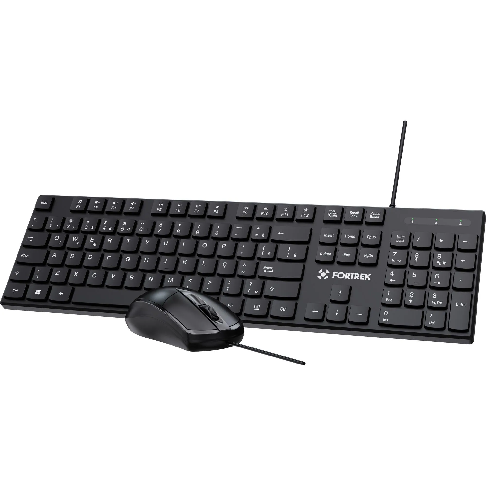 Kit Mouse e Teclado Fortrek C13 Office USB ABNT2 Preto