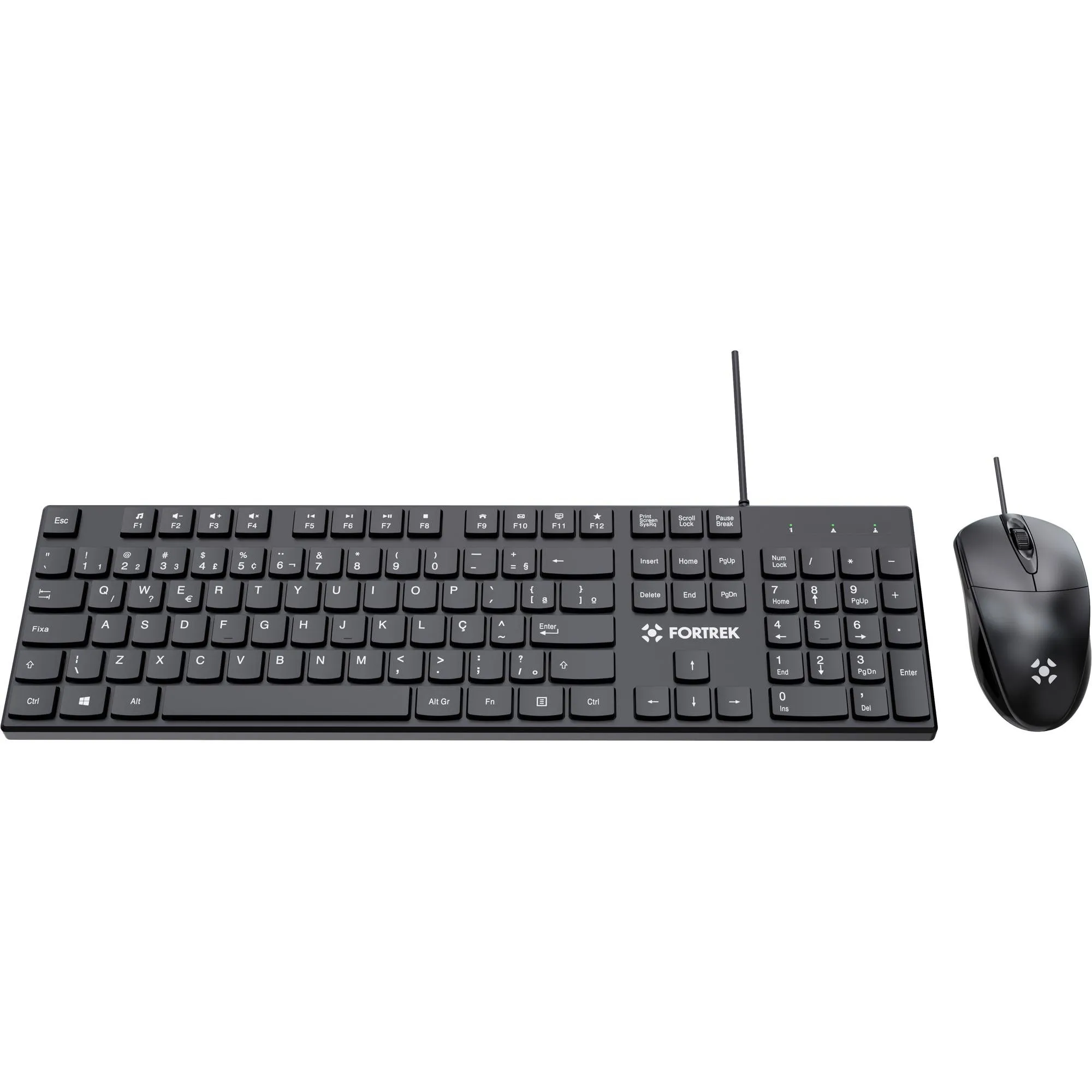 Kit Mouse e Teclado Fortrek C13 Office USB ABNT2 Preto